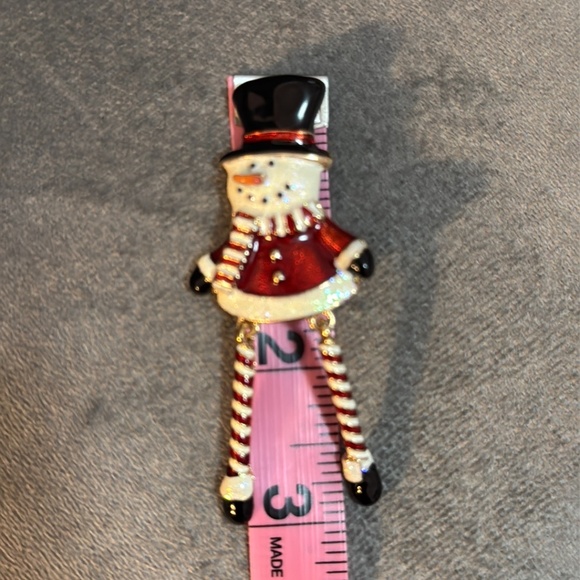 Vtg Articulated Dangly Leg Santa Claus Snowman Holiday Xmas Winter Brooch Pin - Picture 5 of 8